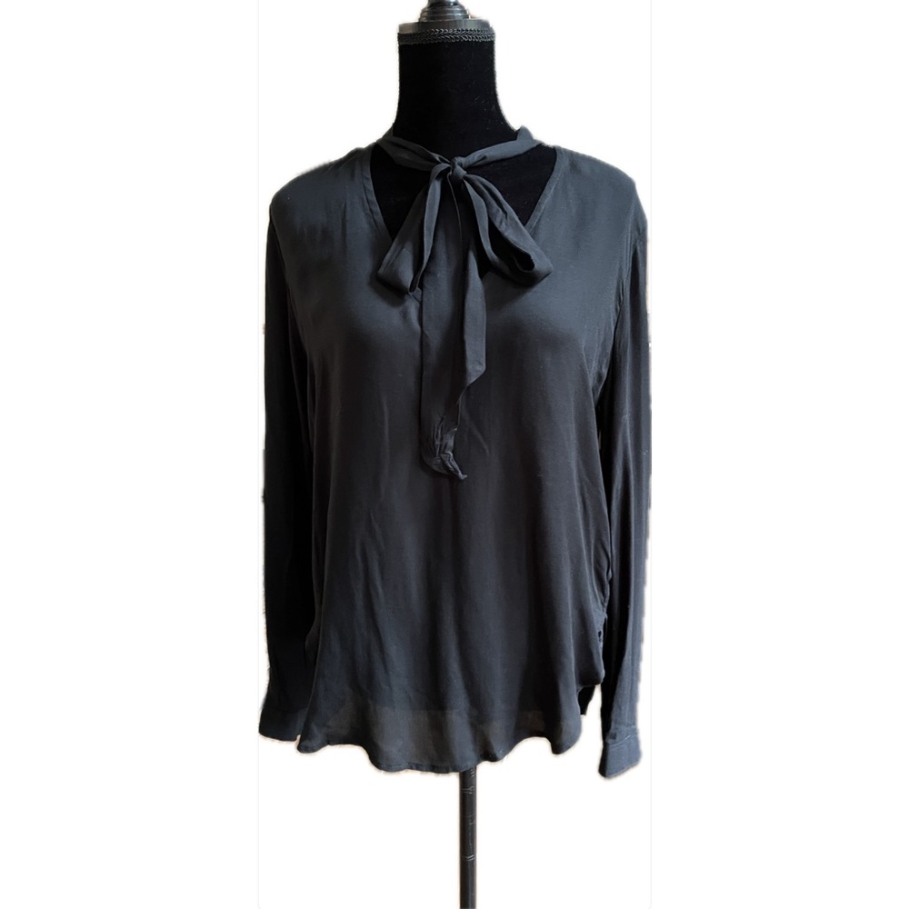 NWT Anthropologie Cloth & Stone Black Blouse with Tie